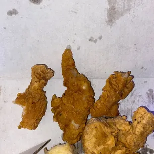 This is the three chicken tenders that came in my pick three I only bit off one