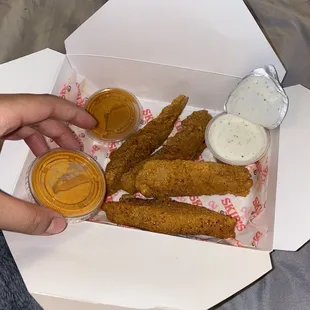 Chicken and fried fish