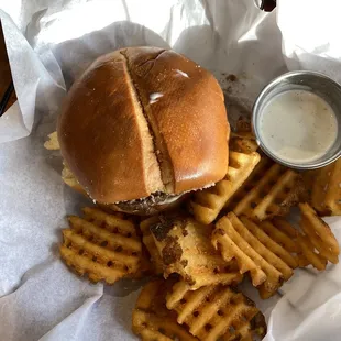 Skips original burger and waffle fries combo
