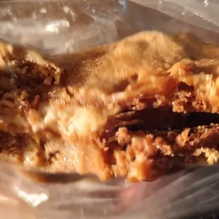 the inside of a bag of food