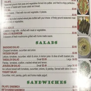 menu