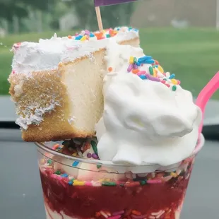 Pride Sundae (limited time), fresh cake and strawberries, so good!