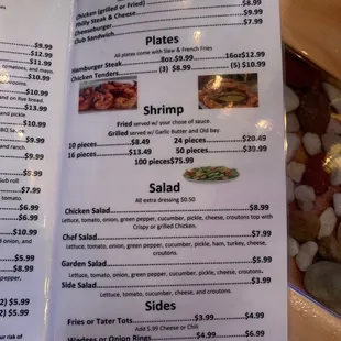 a menu for a restaurant