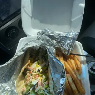 Vegetarian Gyro, Fries and Homemade Baklava