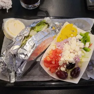 Large gyro with salad