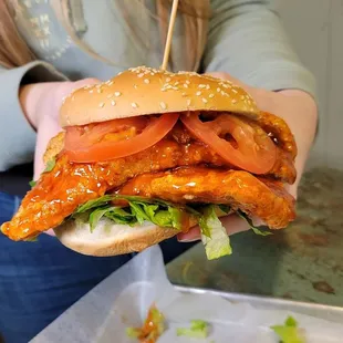 Hot honey chicken sandwich @_thencfoodie_