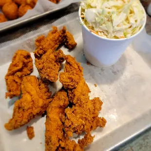 Chicken tendies and Cole slaw