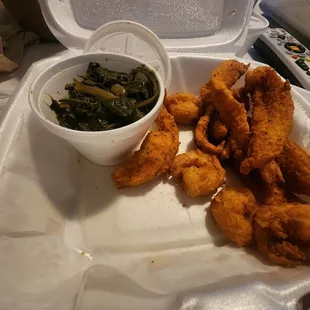 a tray of fried food