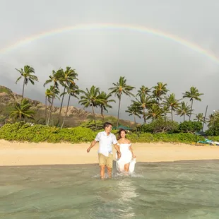 rainbow during engagement session