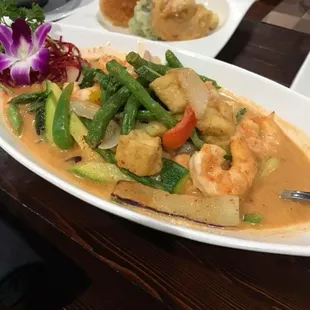 Thai red curry shrimp