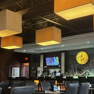Across the dining area