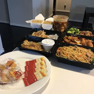 Very well prepared Chinese food laid out at home