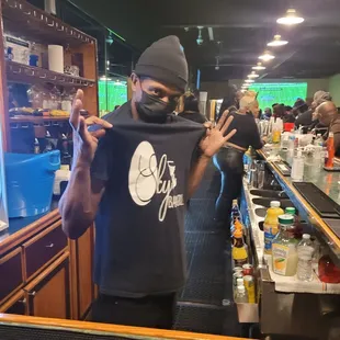 Friendly wait staff in uniform