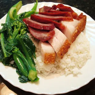 Honey BBQ Pork &amp; Roasted Pork on Rice Plate