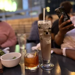 Old fashion and Blueberry Mojito