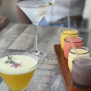Margarita flight, lychee martini and passion paradise
