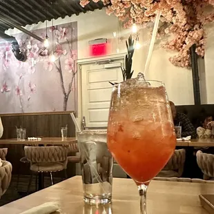 Sky Blossom Spritz with blossom background