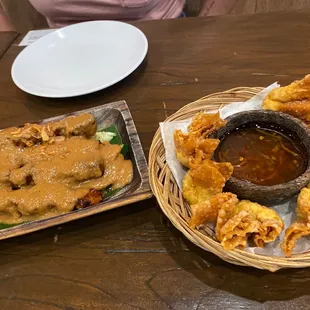 two plates of food on a table