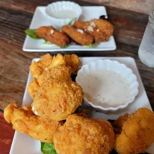 Cauliflower wings and jalapeno poppers