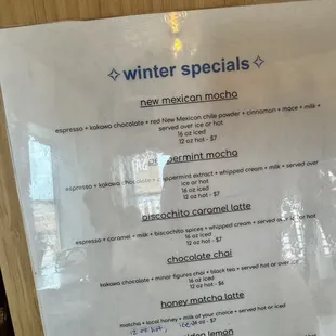 menu