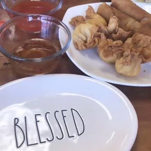 Cream cheese wontons and egg rolls