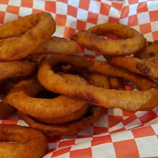 Basket of onion rings. Yum!