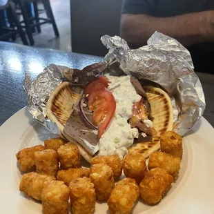 Gyro with tots delicious.