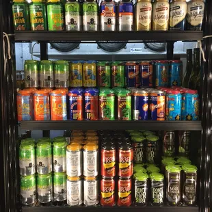 a refrigerator full of drinks