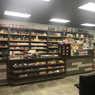 the inside of a liquor store