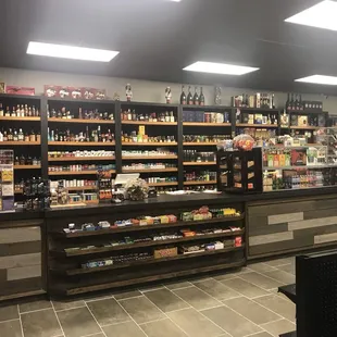the inside of a liquor store