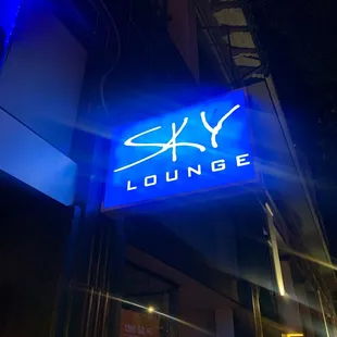the outside of the building at night