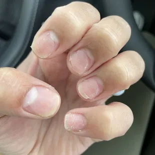 Didn't even cut them down or care to fix the nails she ripped off.