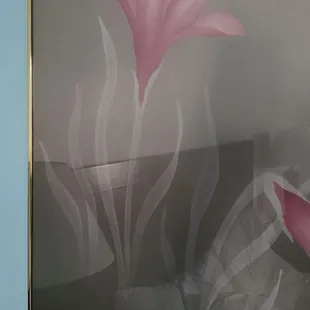 Picture frame with broken glass.