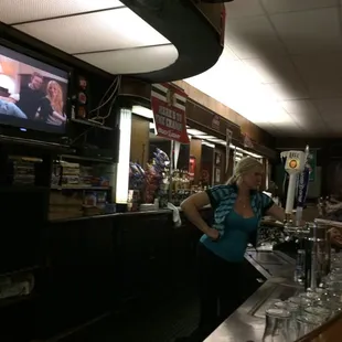 a woman at the bar