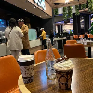 a cup of coffee on a table