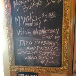 Daily specials.