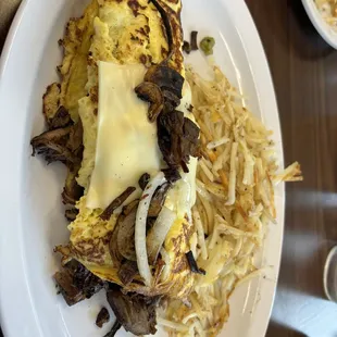 Swiss and Brisket Omelet