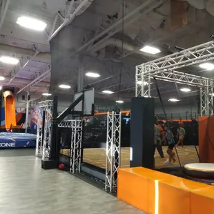 Slides and basketball court.