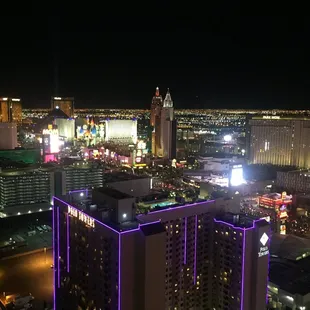 a view of the las strip at night
