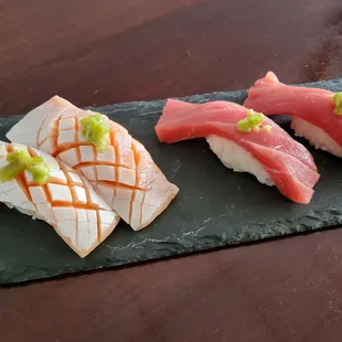 Fresh BF tuna &amp; Salmon belly Sushi.
