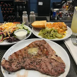 T-bone steak dinner.