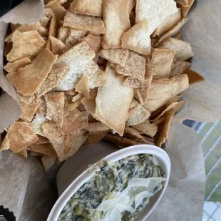 Spinach &amp; Artichoke Dip with Pita Chips