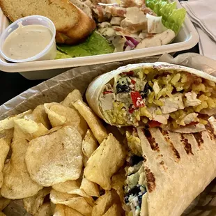 Grilled Southwest Chicken Wrap Wedge Caesar Salad