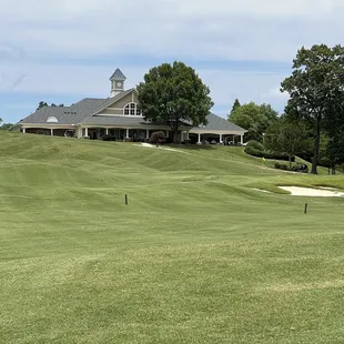 Hole #9 with elevated green guarded by 2 bunkers!