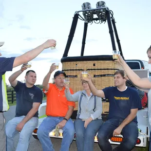 A post-flight celebratory champagne toast!