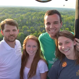 2 couples enjoying an amazing shared hot air balloon ride over Louisville, Kentucky