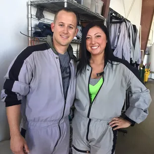 Sandra and I on her first jump.