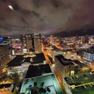 a view of a city at night