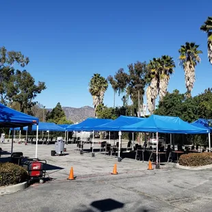 Another organized setup under clear skies! Generators, cones, handwashing stations, tables, chairs and oh so much more available for rent!