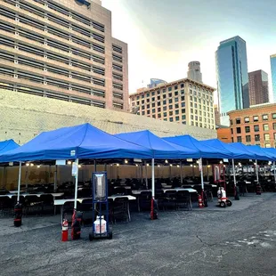 It's lunch time! Catering setup on location for the film crew.